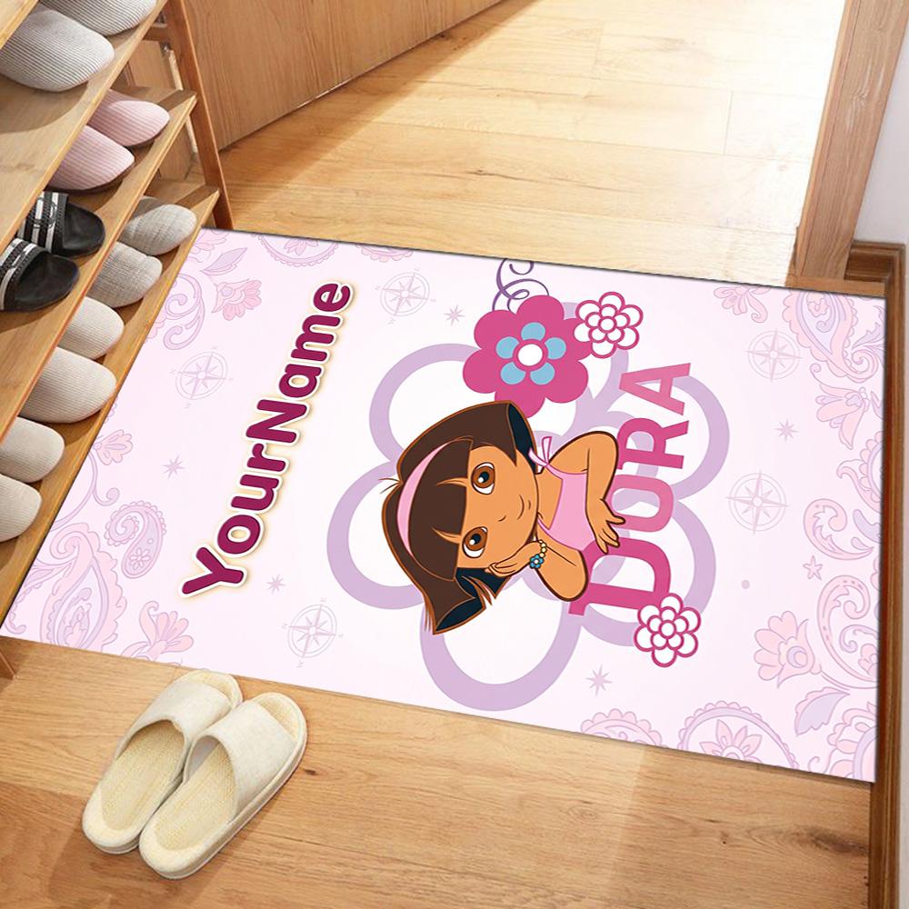 Dora Explorer Personalized Name Floor Mat Design for Hallway Outdoor Foyer Study room Antislip Carpet Decorate Offices