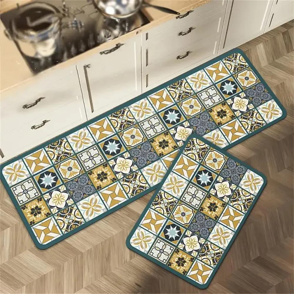 1/2pcs Kitchen Floor Mat, Anti-Slip And Easy To Maintain, Home Decoration, Entrance Porch Carpet, Living Room Floor Mat