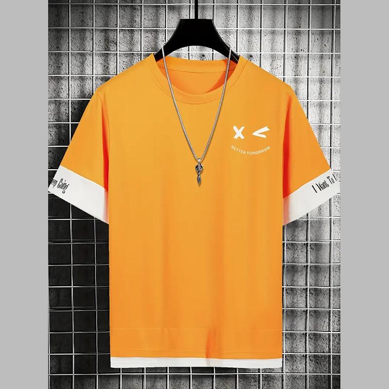 

Новая летняя мужская модная футболка с принтом «Интерес личности» для мужчин 6XL оранжевый