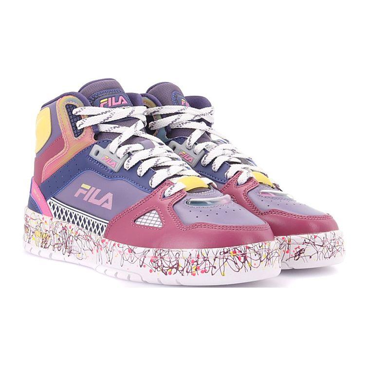 Fila Fusion Teratach Dämpfung Mid-Top Retro Basketballschuhe Damen Sneaker Blau Lila T12W131205FCD