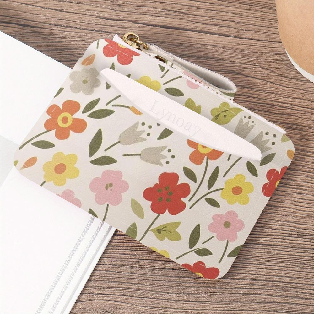 

Small PVC Credit Card Holder Multi-card Slot Portable Card Case Cute Lightweight Zipper Wallet for Women Girls белый