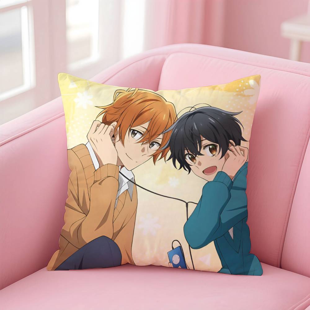 Anime BLSS-Sasaki And M- Miyano Pillow Case Comfort Sofa Bed Silky Elegant Invisible Zipper Custom Decorative Cushion Cover