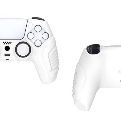 PlayVital Protective Case Cover for PS5 Rubber Protective Case for PS5 Wireless Soft Silicone Skin for PS5 Includes Thumb Grip Cap Warrior White