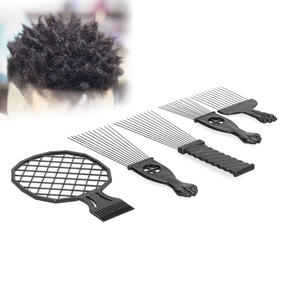 5pcs Stainless Steel Afro African Hair Pick Comb Twist Comb Set Hair Styling Tool