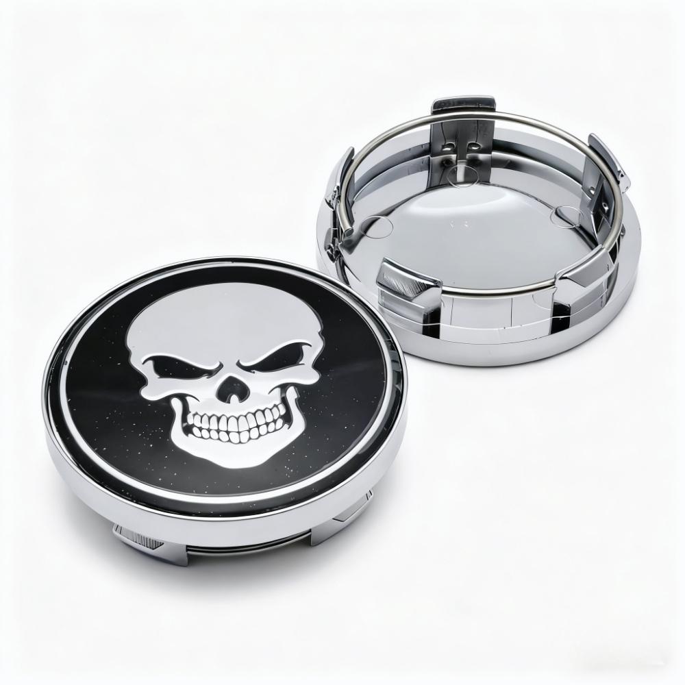 4 Stück/Set SCHÄDEL Logo Emblem Abzeichen Auto Radnabenkappen 58MM 54MM Felgennabendeckel Nabenkappe Staubschutz Ersatz Auto Zubehör