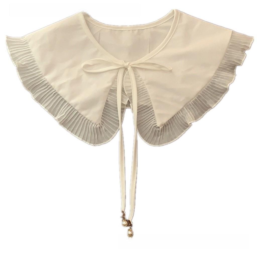 Polyester Silk Womens Ruffled Chiffon Collared Cape For Autumn Winter Fashion Accessories