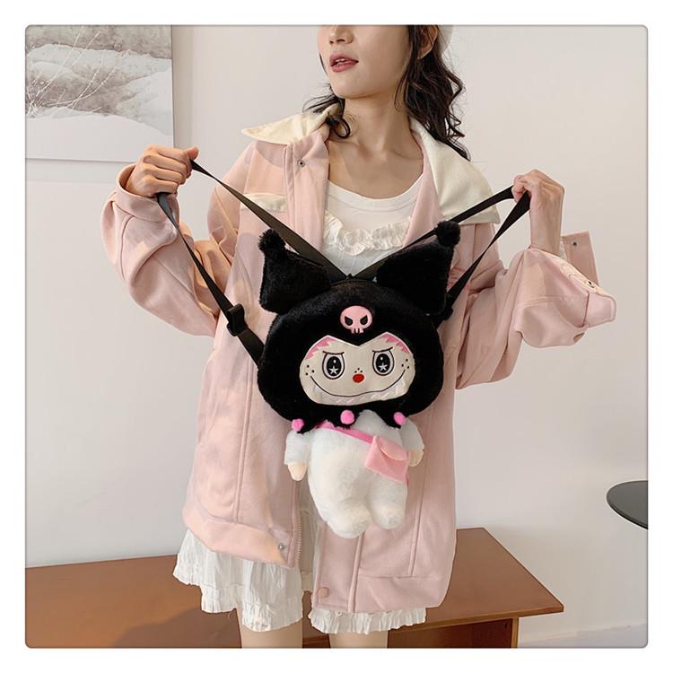 Bubble Rabbit Labubu Plush Toy Backpack - Cartoon Shoulder Bag for Girls, Cute Cross-body Gift