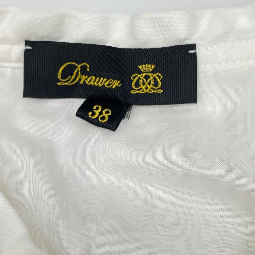 DRAWER 6521-299-0995 White Cotton Voile Frill Sleeveless Blouse tops 38 whiteUsed