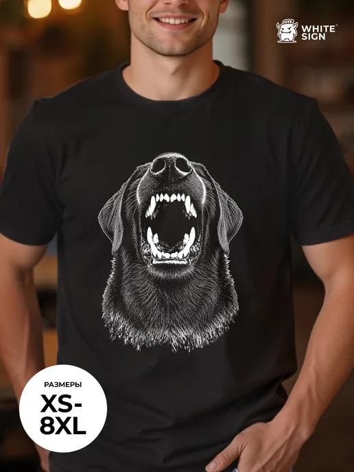Oversized cotton T-shirt with Dog Face print 2XL