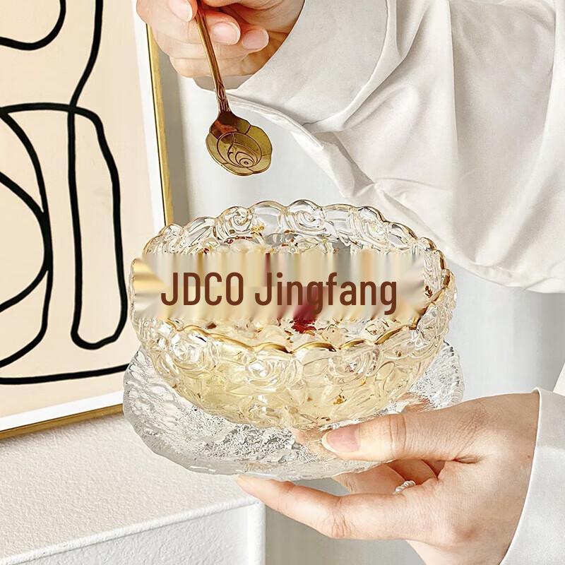 Japanese Style Gold Rim Glass Dessert & Salad Bowl