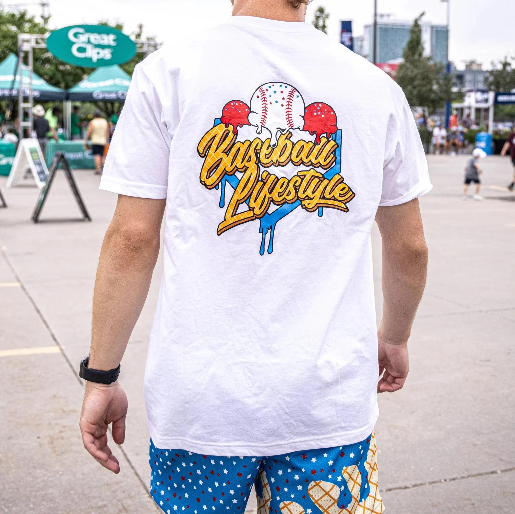 

2026 New Baseball Ice Cream Print Cotton T-Shirt for Men and Women Breathable Parent-child Fit Fashion Streetwear Casual T-Sh... S разноцветный