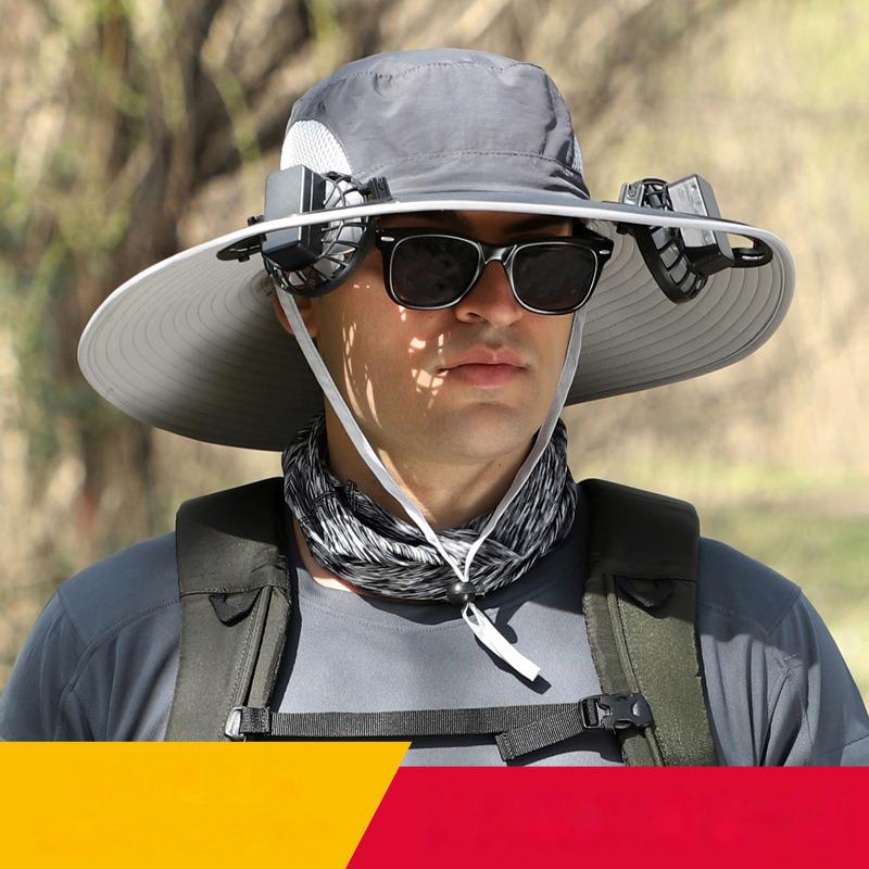 

Summer Anti-ultraviolet Sunshade Outdoor Fishing Protection Sunscreen with Double Adjustable Solar Fan Hat Fisherman Hat Adjustable