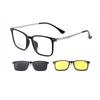 Men's 3-in-1 Square Ultralight TR90 Polarized Sunglasses Clip-On + Night Vision Titanium Legs Frames for Day & Night Driving