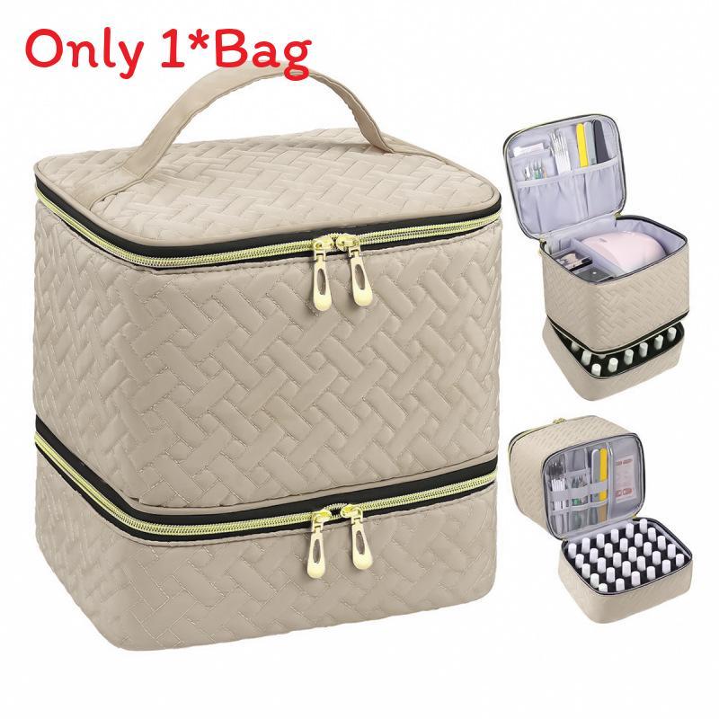 Modern Minimalist Double Layer Large Capacity Makeup Organizer For Travel And Home Use