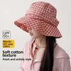 Korean Style Fine Plaid Fisherman Hat Bow Wide Brimmed Sunscreen Basin Cap with Windproof Rope Polyester Folding Sun Cap Daily