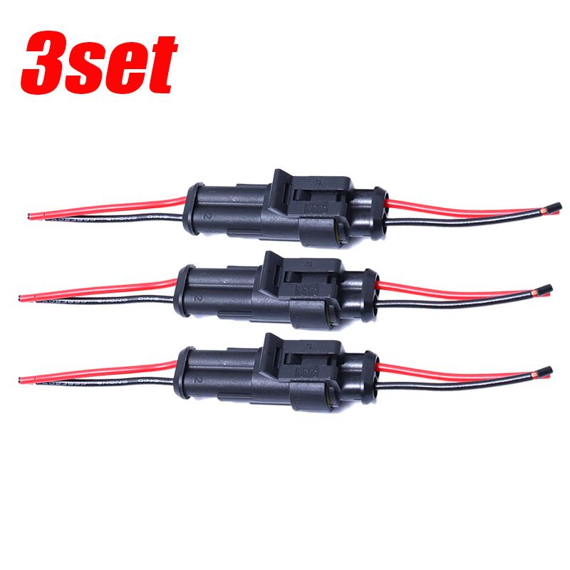 5/Set 2 Pin Way Waterproof Automotive Connector Kit 2P Male Plug Female Socket Auto Electrical Wire Terminal Adapter with Cable