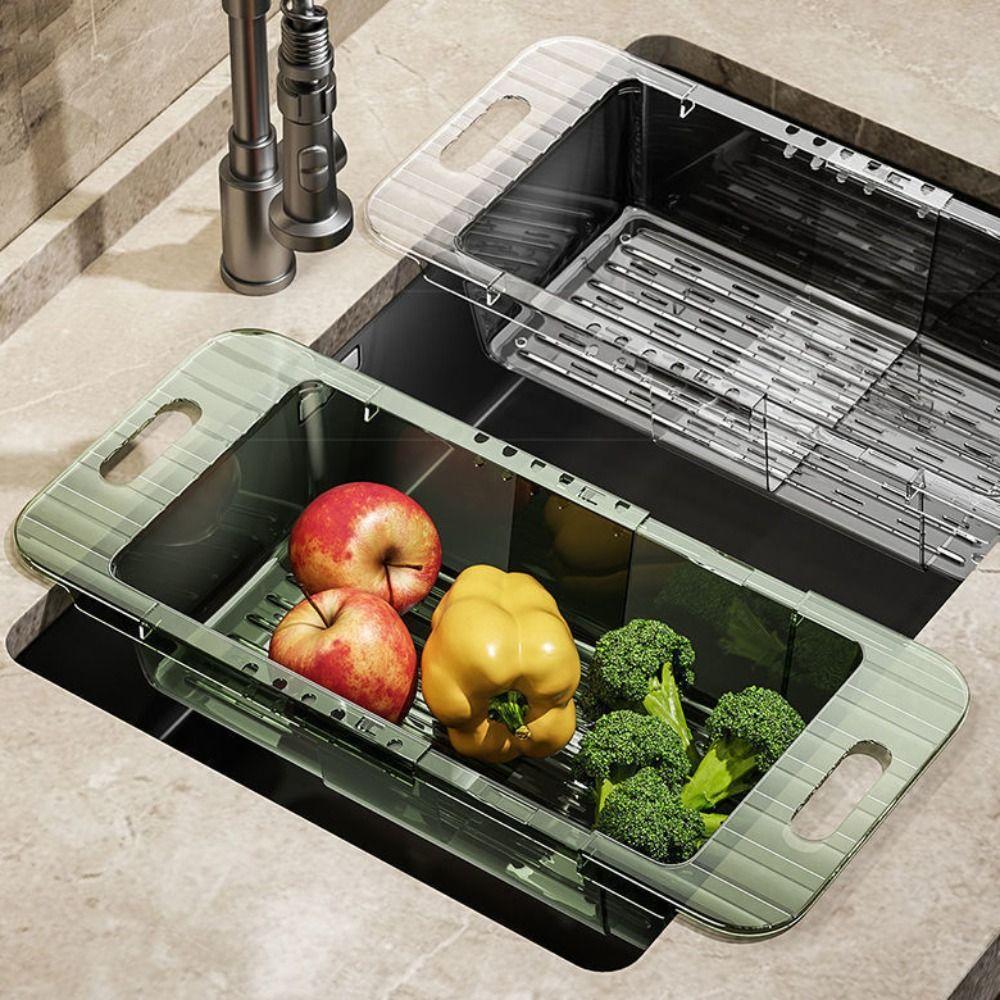 Flexible Vegetable Washing Basin Telescopic Retractable Drainage Rack Kitchen Drainage Basket  Sink