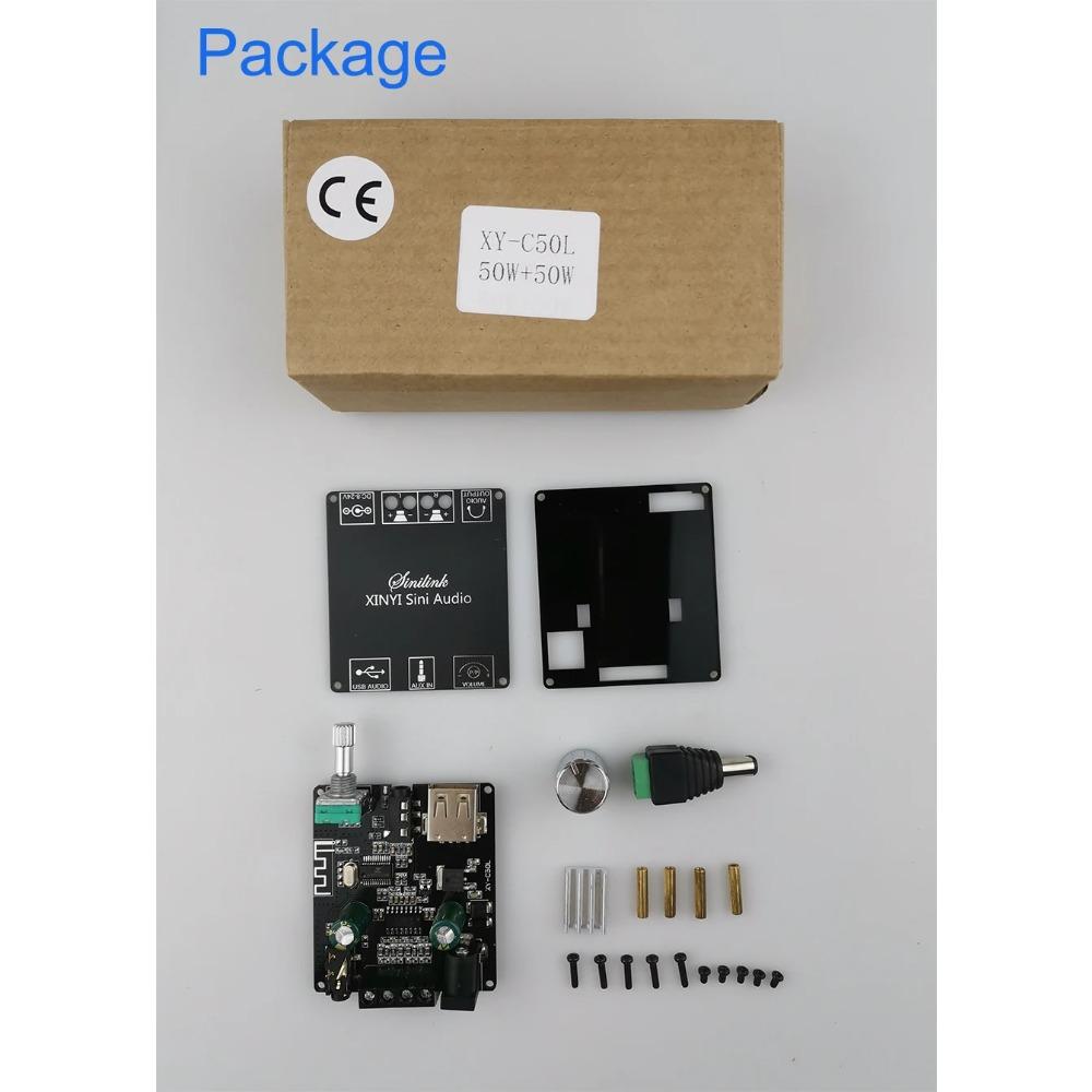 2*50W Bluetooth 5.0 Power Amplifier Class D Audio 10W~200W HiFi Stereo Wireless Music Player Mini USB Sound Card App Digital AMP