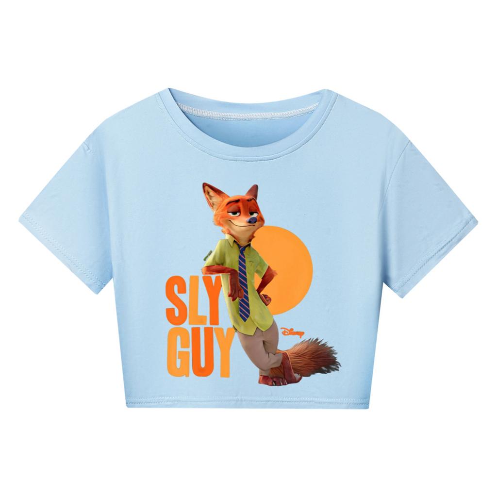 Fashionable Round Neck Short Sleeve Work Clothes Printed Tops For KID Summer Tops