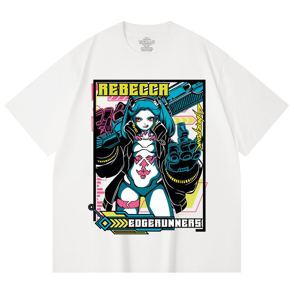 230 Gsm 100% Cotton Cyberpunk V9 Rebecca Print Unisex Heavy Cotton T Shirt