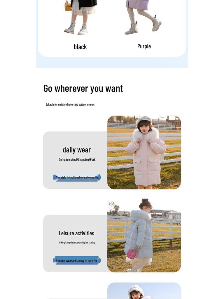 Girls' Mid-Length Down Jacket - 2025 Winter Collection: Thick, Warm, and Stylish for Children