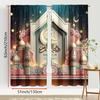 2pcs  Eid al Fitr Theme Traditional Pattern Curtains Islamic Style Living Room Bedroom Drawbar Pocket Window Decoration