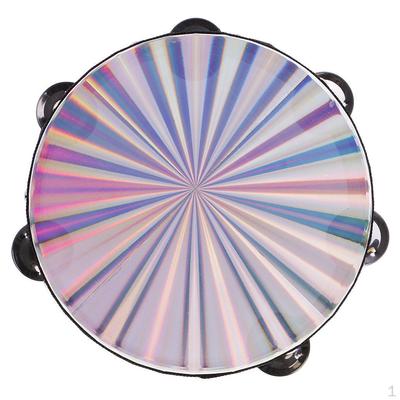 Double Row Jingle Wood Polyester Radiant Tambourine Hand Drum Band Accompaniment 20.4 X 5.5cm