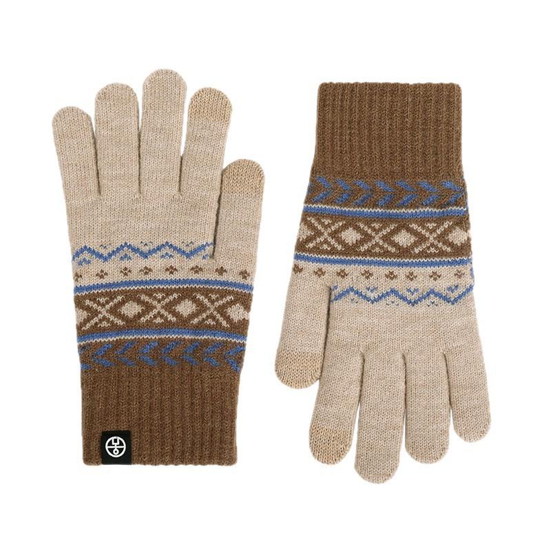 Warm Knitted Jacquard Gloves Men Women Winter Thick Fleece-Lined Touchscreen Outdoor Windproof Riding