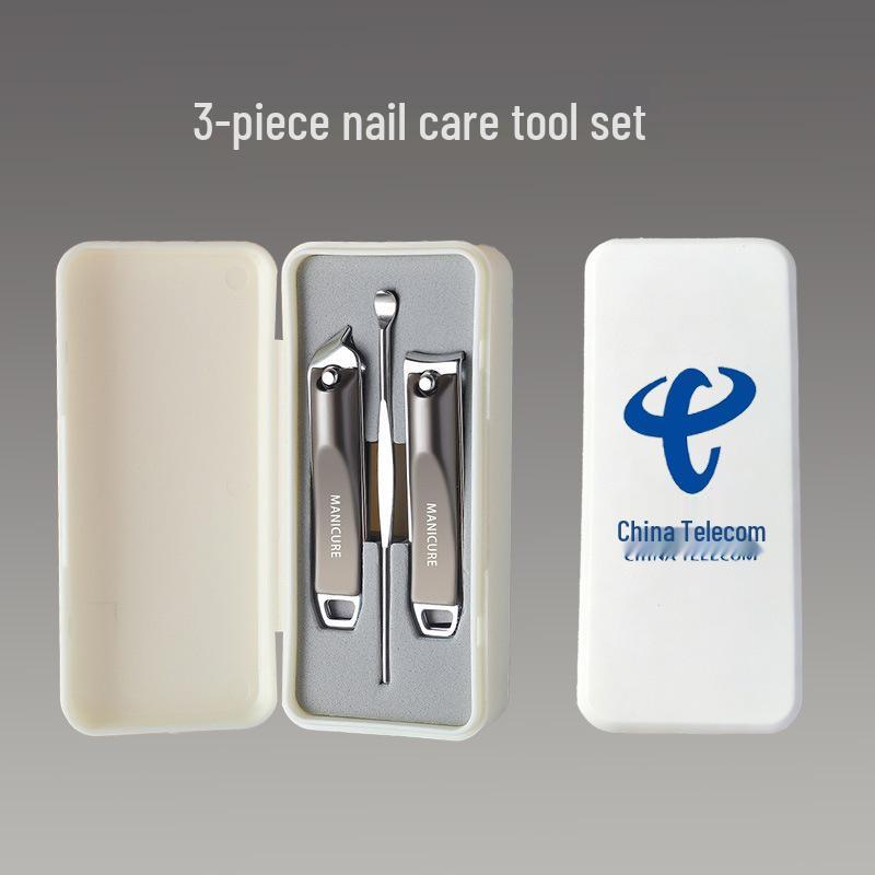 Custom Logo Nail Clipper Set: Nail Clippers, File & Ear Pick In Gift Box