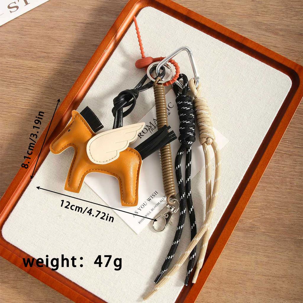 Little Pegasus bag pendant cute tassel contrasting color cartoon pendant car keychain leather pony