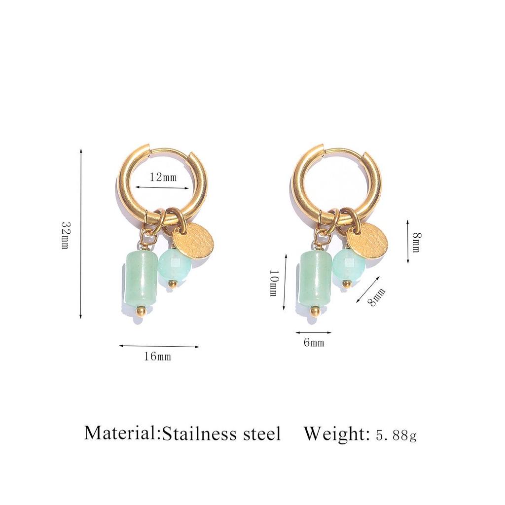 Elegant Natural Stone Beaded Earrings - Versatile, Stylish Stainless Steel Clips