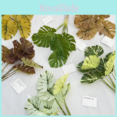 Decoração de Planta Artificial Folha Verde Para Parede de Fundo da Sala de Estar da Casa Com Textura Realista