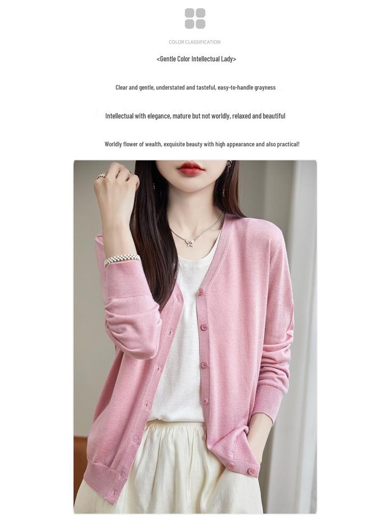 Women's 2025 V-Neck Knitted Cardigan & Sweater Set, Spring/Autumn Style, Short and Lightweight.