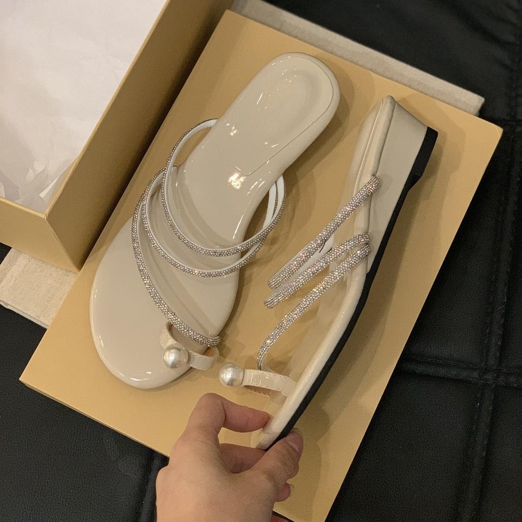 Sandales à bout ouvert à perles de vent féerique 2025 nouvelles sandales de vacances à talons compensés à strass pour jupe