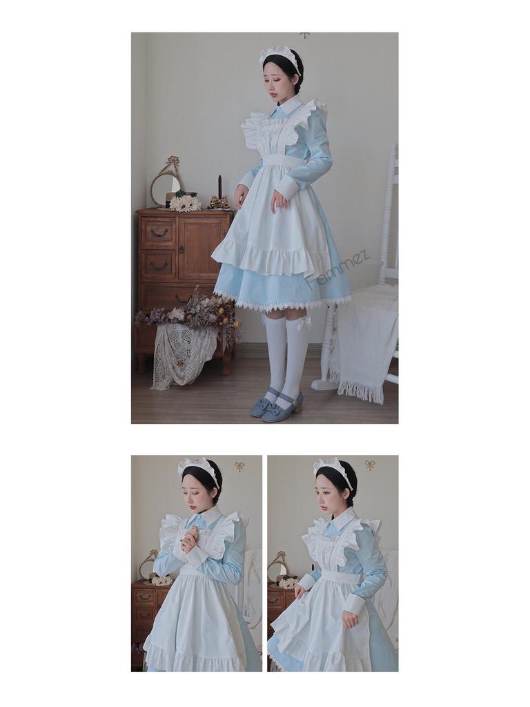 Japanese Lolita Long Sleeve Cosplay Maid Dress LT003