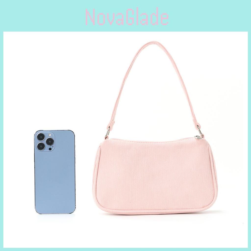 Fashionable Corduroy Shoulder Bag With Inner Compartments And Single Strap For Women