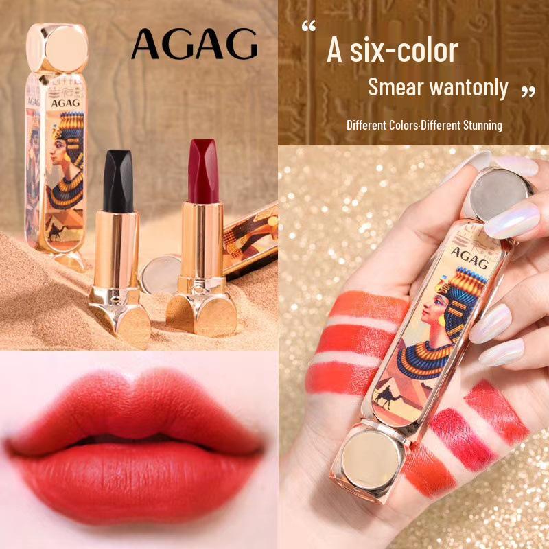 AGAG Magic Queen Doppel-Tube Matter Samt-Lippenstift: 6 Langanhaltende Farben, einschließlich Rotten Tomato.