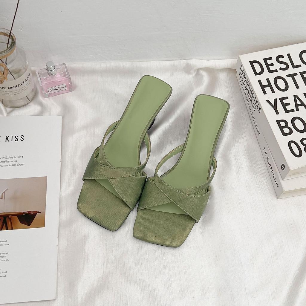 High-heeled Sandals for Women's High-end Sense, Not Tired In Summer, Soft-soled Women's Shoes, Fashionable Square Head Open-toed Breathable Cool Slipp