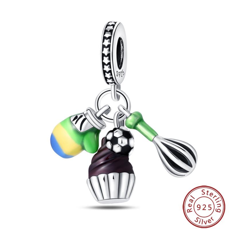 Sports Series Copper Football Badminton Boxing Yoga Ballet Charms Beads 3Mm Diy Fine Jewelry