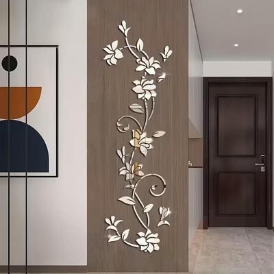 Acrylic Rose Mirror Wall Sticker for Living Room and Bedroom