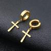 1 pair Punk Stainless Steel Cross Stars Pendant Ear Clip No Piercing Earrings For Women Hiphop Fashion No ear hole Men Jewelry