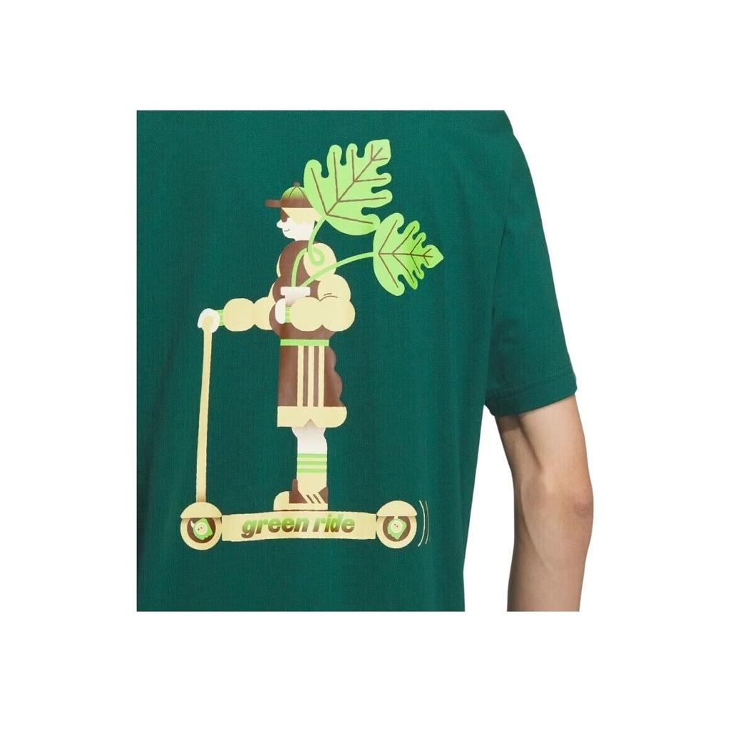 Adidas Neo Alphabet Pattern Print Loose-Fit Breathable Round Neck Short Sleeve T-Shirt Men Tops Forest-Green IK5092