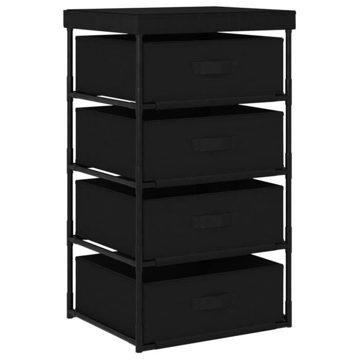 VidaXL Étagère de rangement avec 4 paniers en tissu Acier Noir
