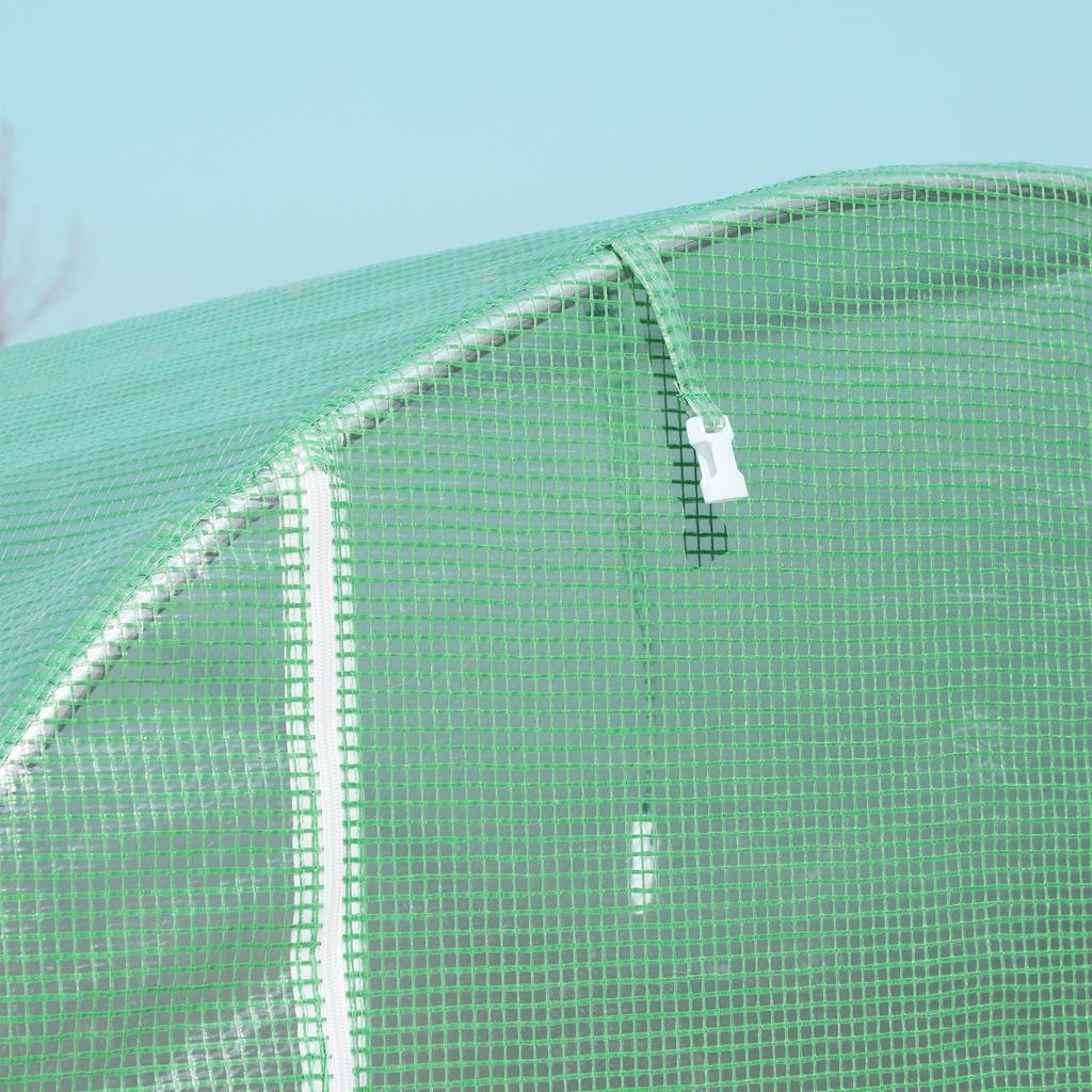 Greenhouse Foil Greenhouse Tomato House with Door, 8 Windows, Foil Tunnel made of Galvanized Steel, PE, Sturdy Greenhouse Plan