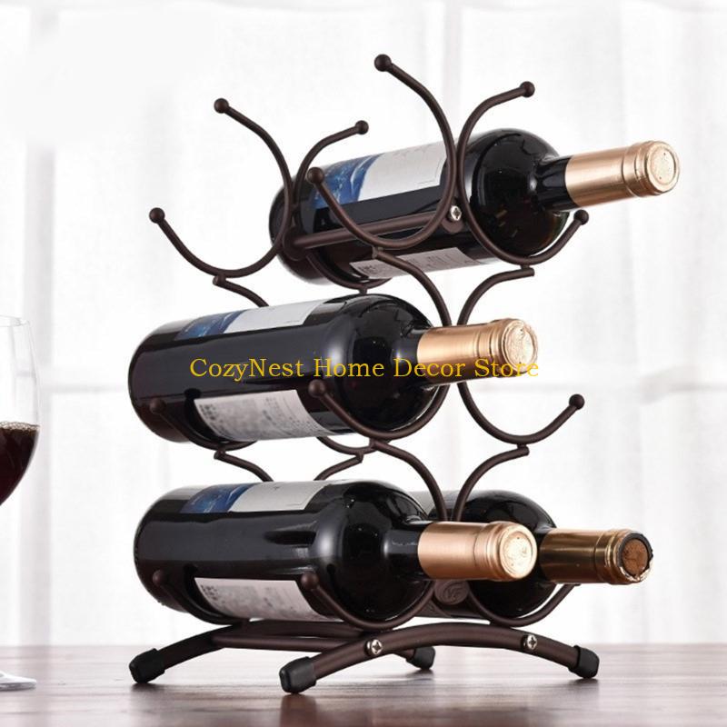 92MF Simple Wine Shelf Elegant 6 Bottles Wine Storage Display Shelf Organizers Countertops Wines Holder Bar Accessories China Mainland