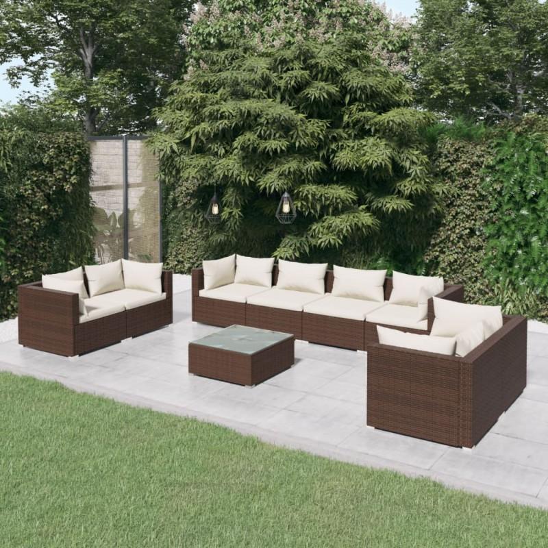 Day and Night - Day and Night 9-piece Garden Furniture Set and Brown Synthetic Rattan Cushions