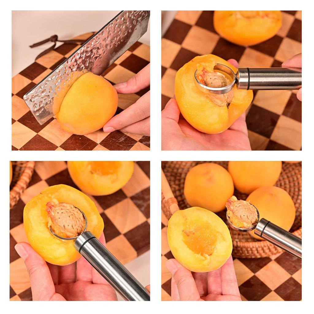 Multi-functional 304 Stainless Steel Fruit Pitter and Corer for Peaches and Apples
