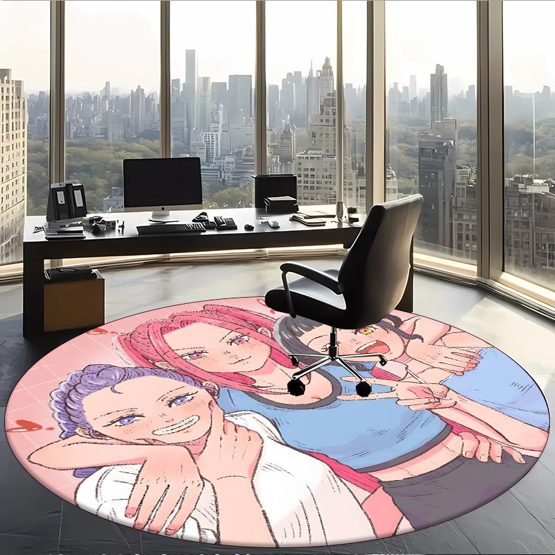 Huntrix (171) Round Office Rug Decorative Floor Rug for Office Bedroom Living Room and Home Space
