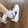White dark blue color matching niche board shoes women's ins tide 2025 spring and autumn new versatile casual white shoes bread shoes