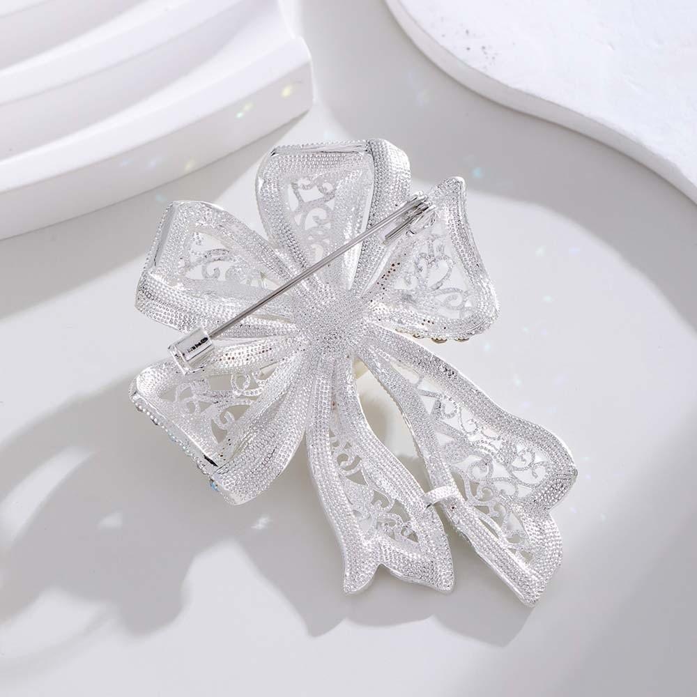 French Style Bow Brooch Vintage Black Brooch Exquisite Fully-rhinestone Pin Western-style Clothes